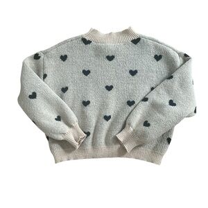 SHEIN Tan and Black Heart Crew Neck Sweater